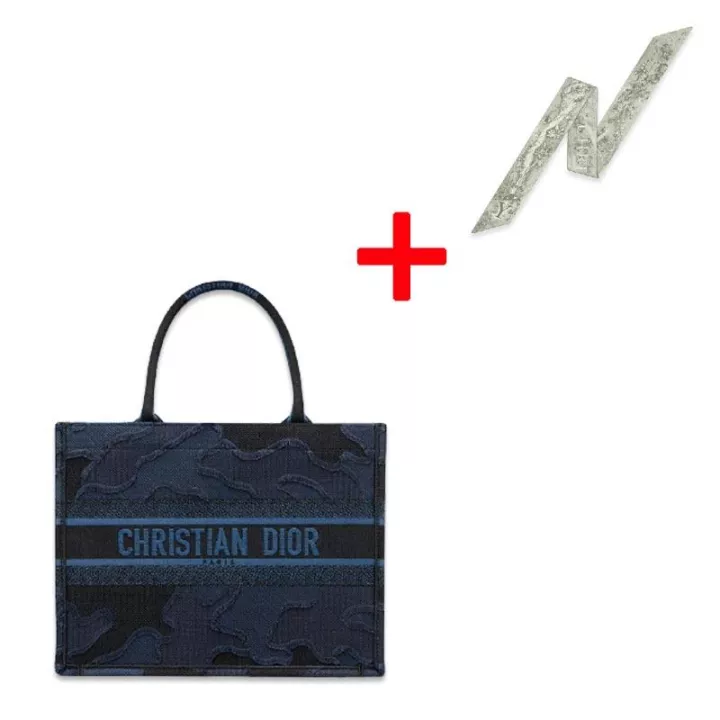 DIOR BOOK TOTE Small Bag Camouflage Embroidered