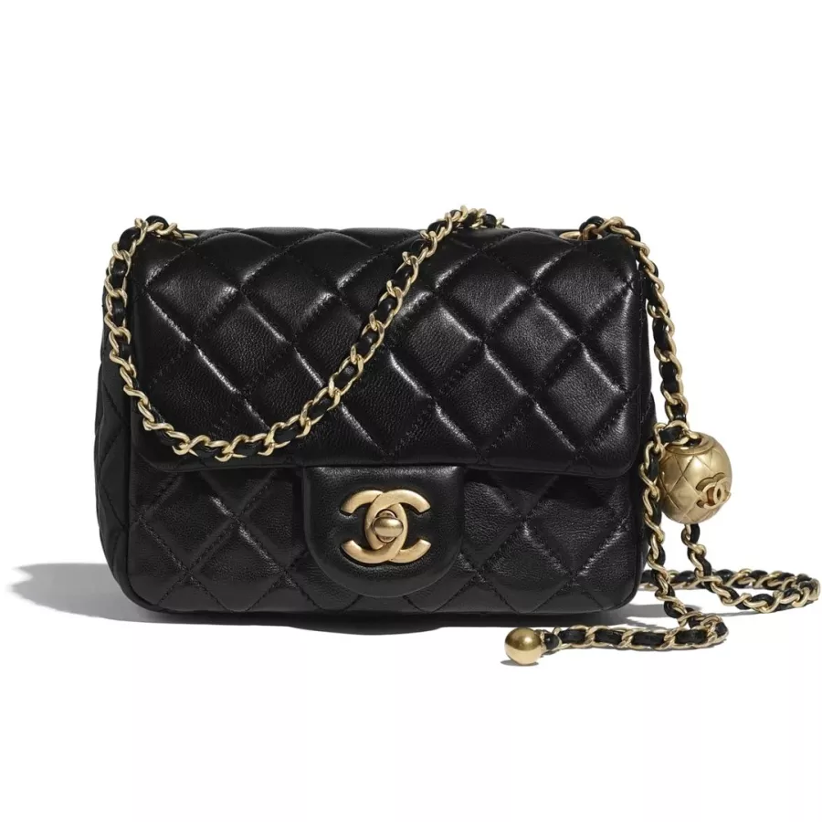 Chanel Black Sheepskin Metal Ball FLAP BAG Flap Bag