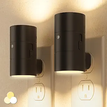 Luz noturna de parede, luz noturna de encaixe com 3 modos de luz, sensor do anoitecer ao amanhecer
