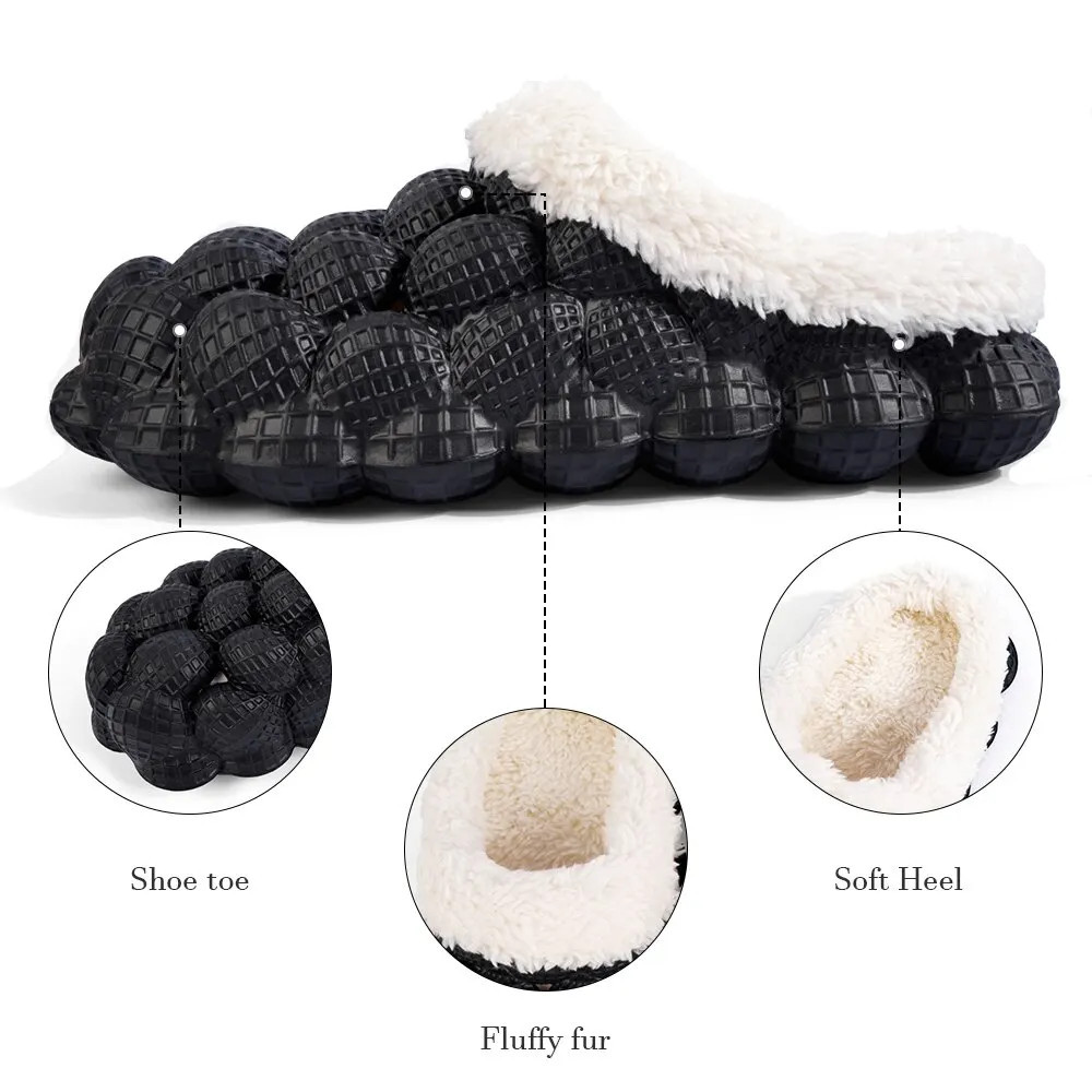 Women Slippers Home Bubble Slides Winter Warm Cotton Cloud Slippers Indoor Non-slip Spa Flip Flops Soft Pillow Massage Shoes
