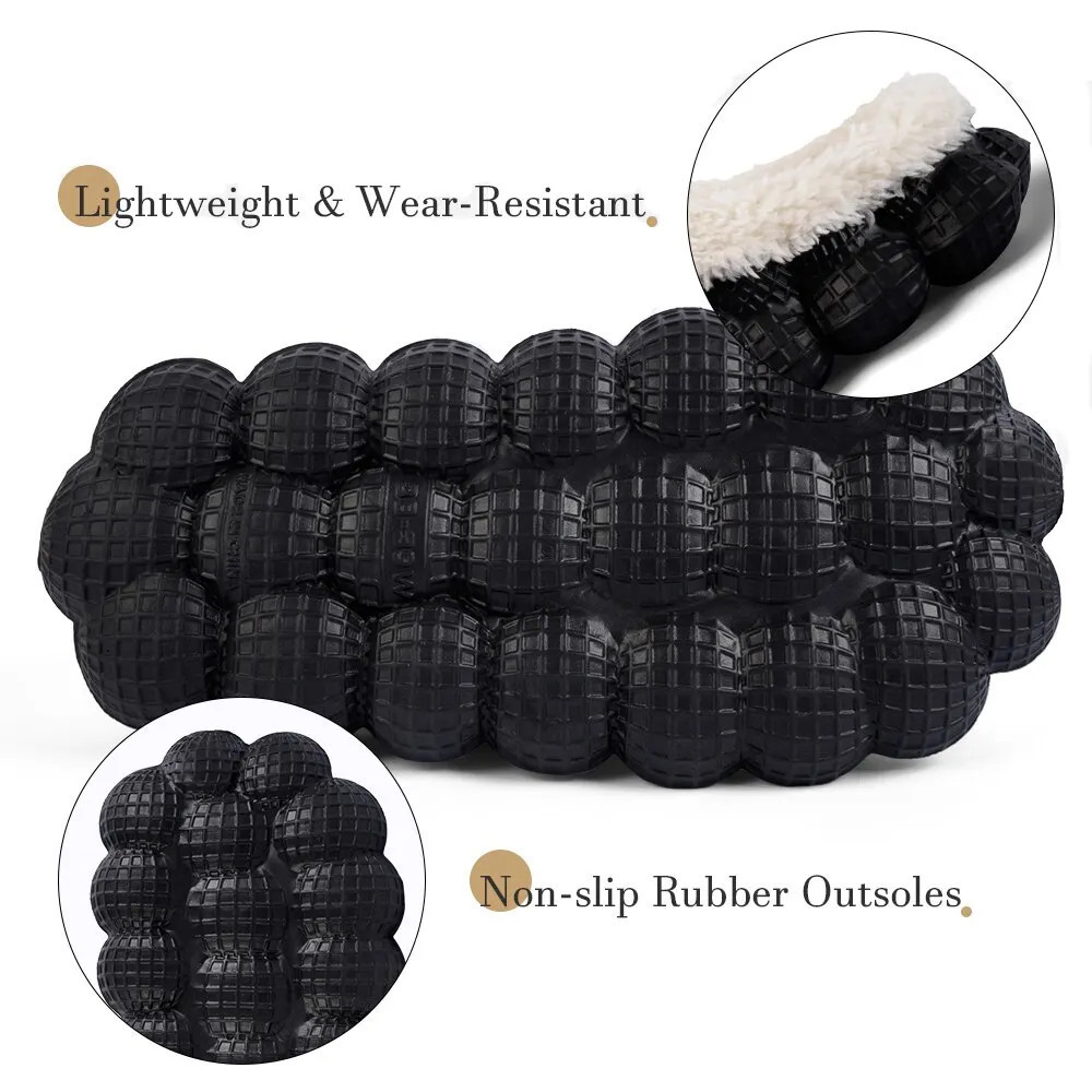 Women Slippers Home Bubble Slides Winter Warm Cotton Cloud Slippers Indoor Non-slip Spa Flip Flops Soft Pillow Massage Shoes