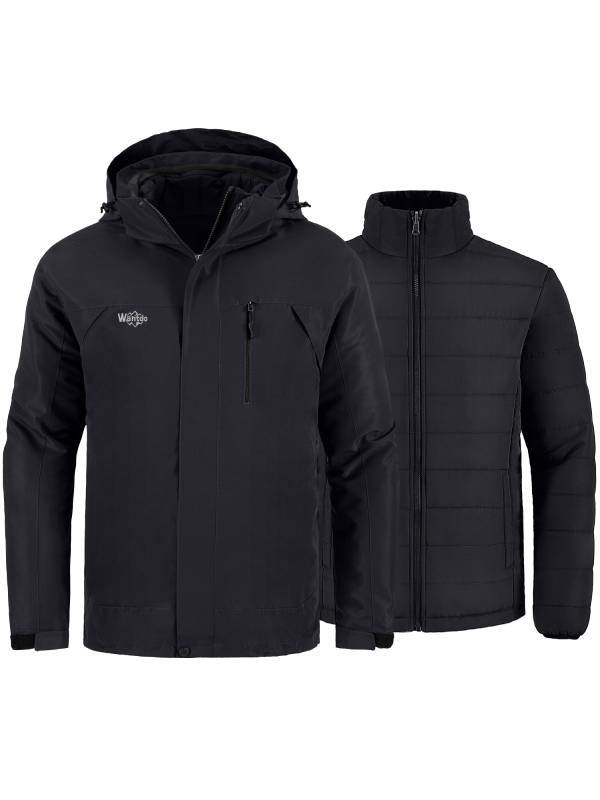 Men's Waterproof 3-in-1 Ski Jacket Windproof Insulated Winter Jackets 