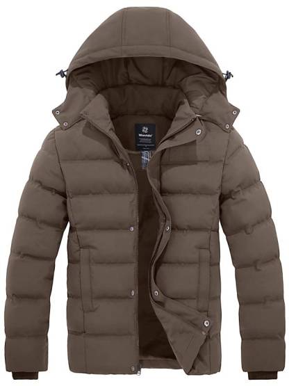 Men's Warm Puffer Jacket Winter Coat with Removable Hood Valley I