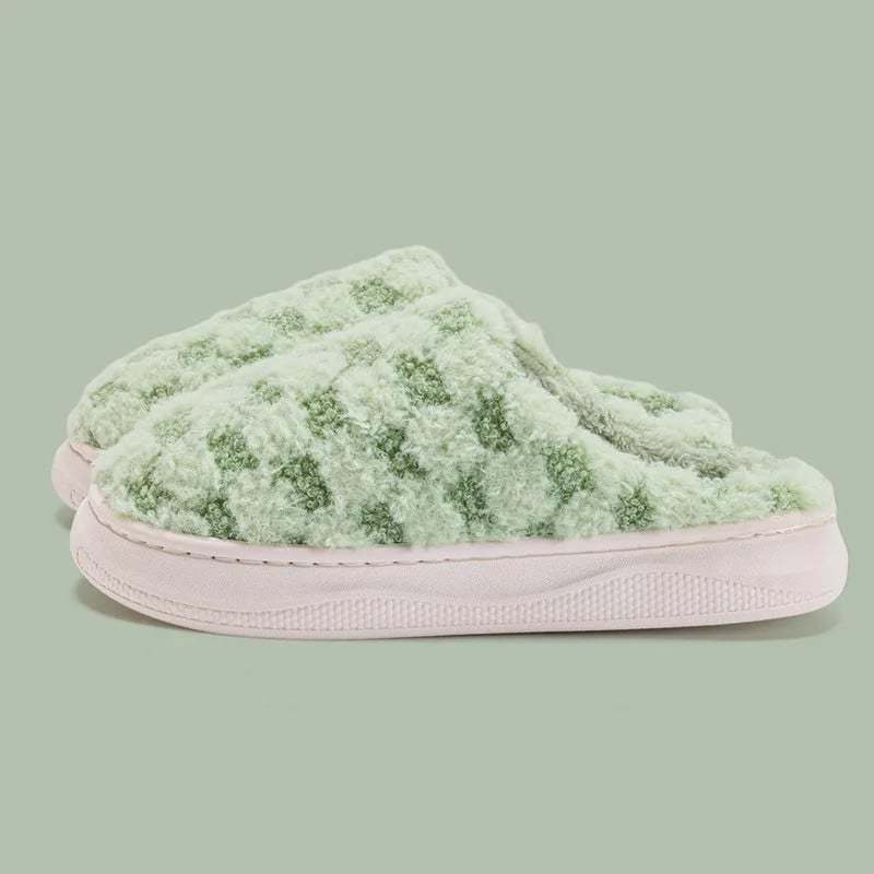 2024 Autumn And Winter Thick Sole Plush Slippers Women Home Warmth Anti-Slip Cotton Slippers Shoes For Women Zapatos