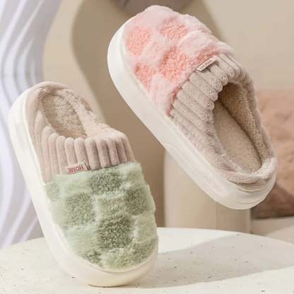 2024 Autumn And Winter Thick Sole Plush Slippers Women Home Warmth Anti-Slip Cotton Slippers Shoes For Women Zapatos