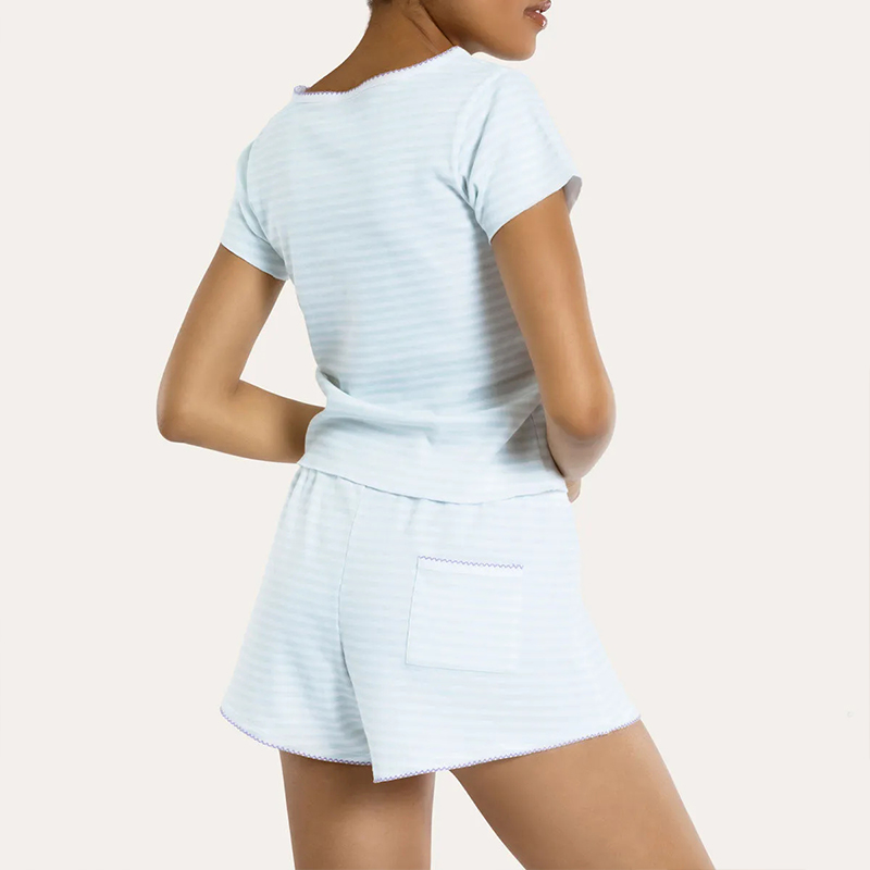 Denim Light Blue Striped Pajamas