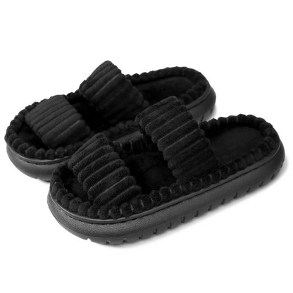 2024 New Fashion Cross Cotton Linen Slippers Women Autumn Home Thick Platform Flat Slides Floor Mute Slippers Comfort Flip Flops