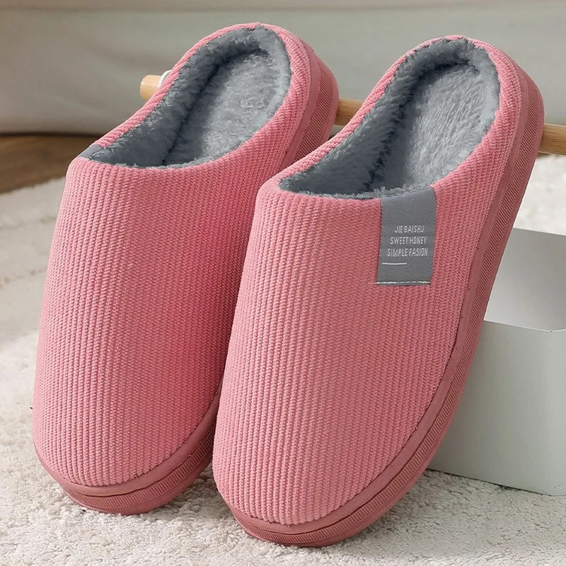 2024 Autumn And Winter Thick Sole Plush Slippers Women Home Warmth Anti-Slip Cotton Slippers Shoes For Women Zapatos