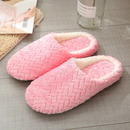 2024 Winter Soft Sole Slippers Men Women Indoor Floor Flat Shoes Autumn Winter Warm Home Cotton Warm Plush Bedroom Slides