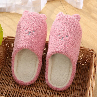 Home Slippers Winter Warm Shoes Women Indoor Soft Mule Flip Flops Silent Couple Plush Footwear Non-Slip Cotton Floor Slipper