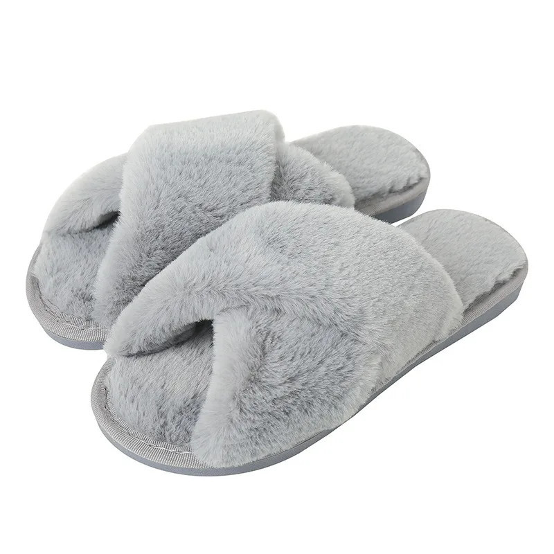 2024 New Fashion Cross Cotton Linen Slippers Women Autumn Home Thick Platform Flat Slides Floor Mute Slippers Comfort Flip Flops