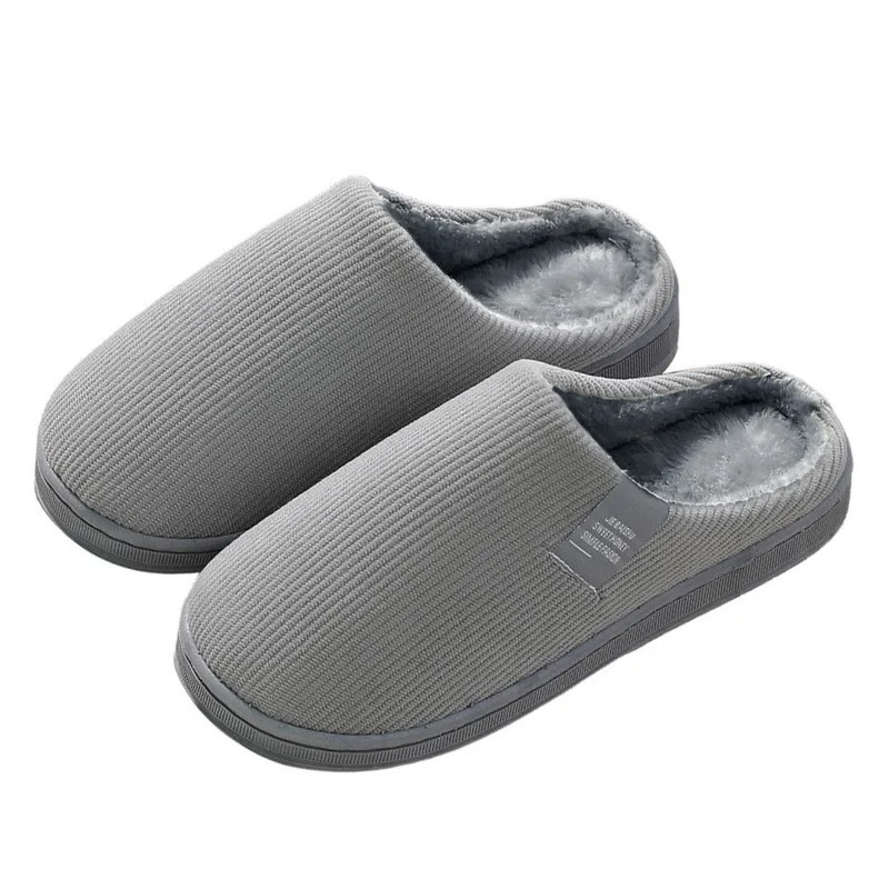 Winter Men'S Shoes Household Cotton Slippers Men Indoor Warm Plush Footwear Non-Slip Platform Slippers Couple Women Home Shoes
