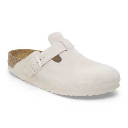 Boston Soft Footbed Suede Leather - Antique White
