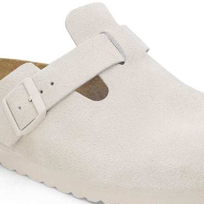 Boston Soft Footbed Suede Leather - Antique White