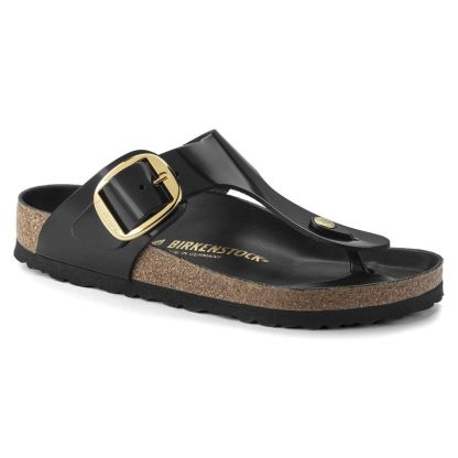 Gizeh Big Buckle Natural Leather Patent - High Shine Black