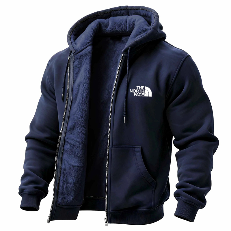 Men's Vintage Fleece Pocket Full Zip Long Sleeve Hoodie Jacket