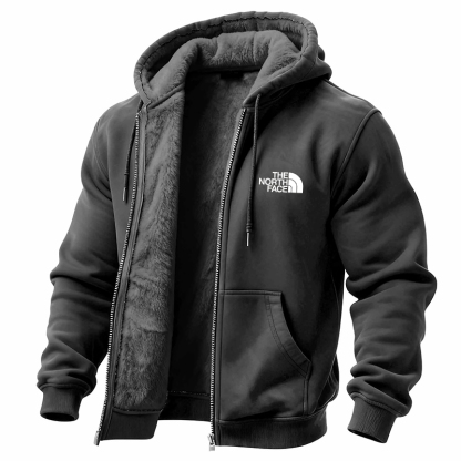 Men's Vintage Fleece Pocket Full Zip Long Sleeve Hoodie Jacket