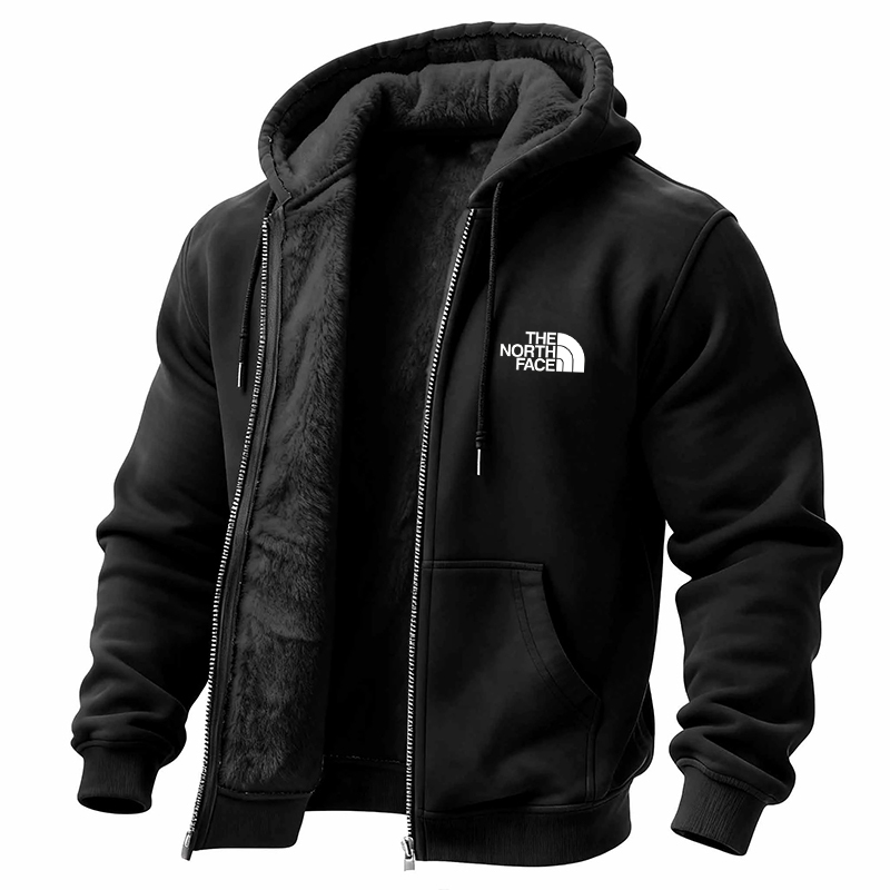 Men's Vintage Fleece Pocket Full Zip Long Sleeve Hoodie Jacket