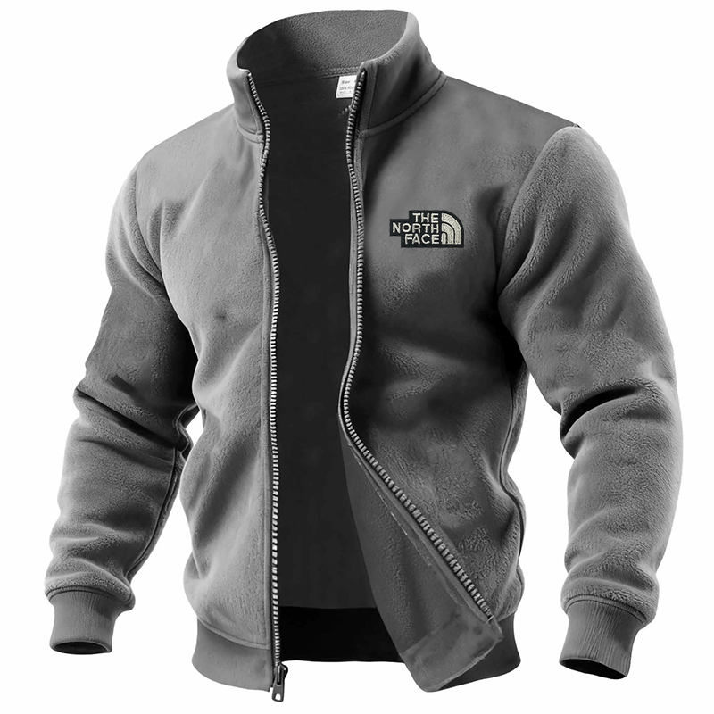 Men's Vintage American Flag Fleece Pocket Stand Collar Jacket