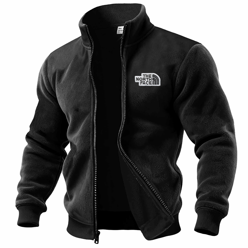 Men's Vintage American Flag Fleece Pocket Stand Collar Jacket