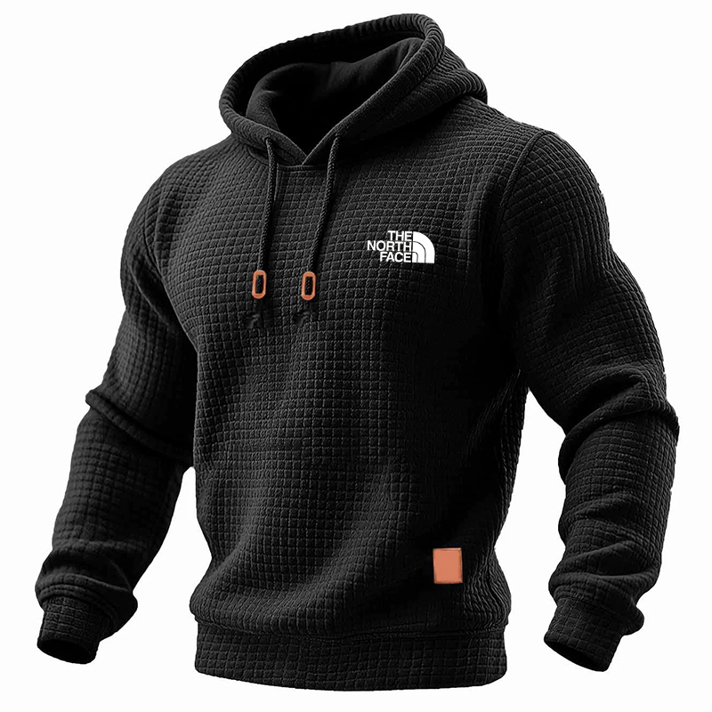 Men's Quilted Waffle Outdoor Sports Solid Color Long Sleeve Daily Tops Hoodie