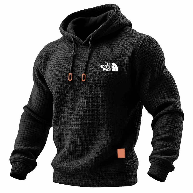 Men's Quilted Waffle Outdoor Sports Solid Color Long Sleeve Daily Tops Hoodie