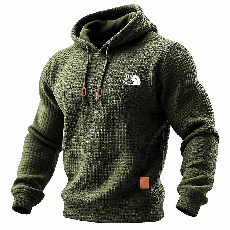 Men's Quilted Waffle Outdoor Sports Solid Color Long Sleeve Daily Tops Hoodie