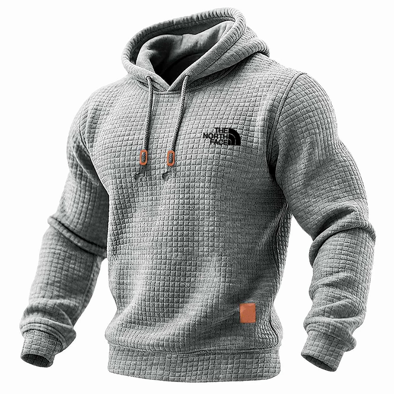 Men's Quilted Waffle Outdoor Sports Solid Color Long Sleeve Daily Tops Hoodie