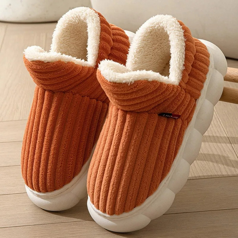 2024 Women Winter Boots Slippers Thickening Plush Warm Snow Boot Couple Thick Heels Cotton Shoes Plus Size Platform Slides Botas
