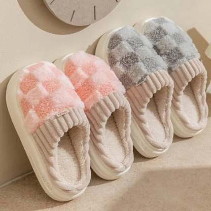 2024 Autumn And Winter Thick Sole Plush Slippers Women Home Warmth Anti-Slip Cotton Slippers Shoes For Women Zapatos