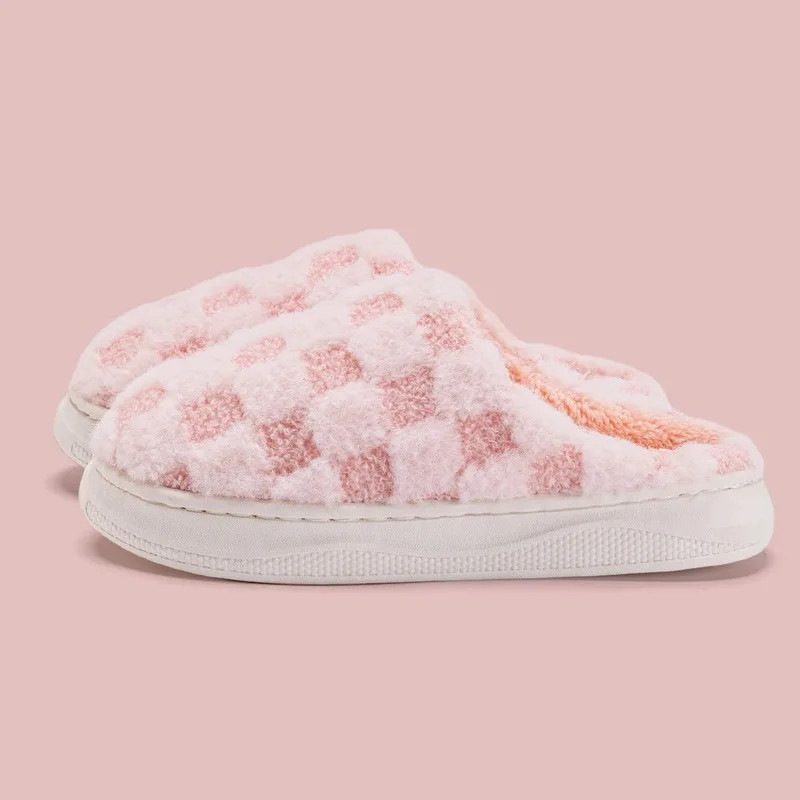 2024 Autumn And Winter Thick Sole Plush Slippers Women Home Warmth Anti-Slip Cotton Slippers Shoes For Women Zapatos