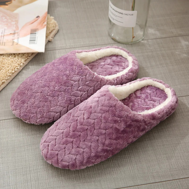 2024 Winter Soft Sole Slippers Men Women Indoor Floor Flat Shoes Autumn Winter Warm Home Cotton Warm Plush Bedroom Slides