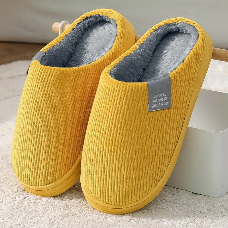 2024 Autumn And Winter Thick Sole Plush Slippers Women Home Warmth Anti-Slip Cotton Slippers Shoes For Women Zapatos