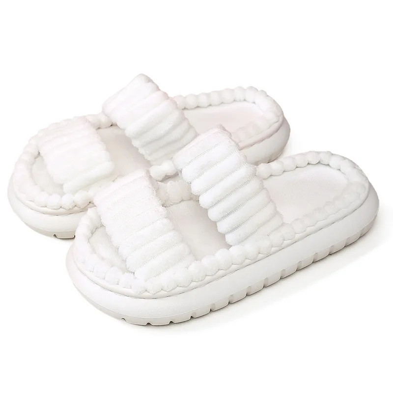 2024 New Fashion Cross Cotton Linen Slippers Women Autumn Home Thick Platform Flat Slides Floor Mute Slippers Comfort Flip Flops