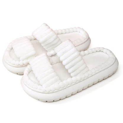 2024 New Fashion Cross Cotton Linen Slippers Women Autumn Home Thick Platform Flat Slides Floor Mute Slippers Comfort Flip Flops