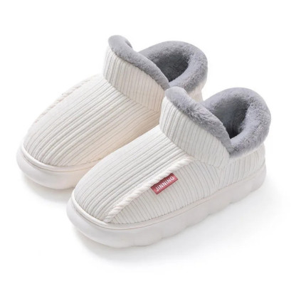 2024 Women Winter Boots Slippers Thickening Plush Warm Snow Boot Couple Thick Heels Cotton Shoes Plus Size Platform Slides Botas