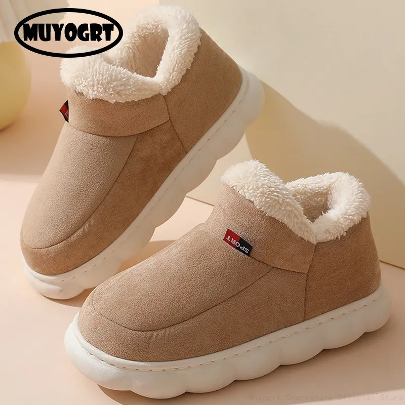 2024 Women Winter Boots Slippers Thickening Plush Warm Snow Boot Couple Thick Heels Cotton Shoes Plus Size Platform Slides Botas