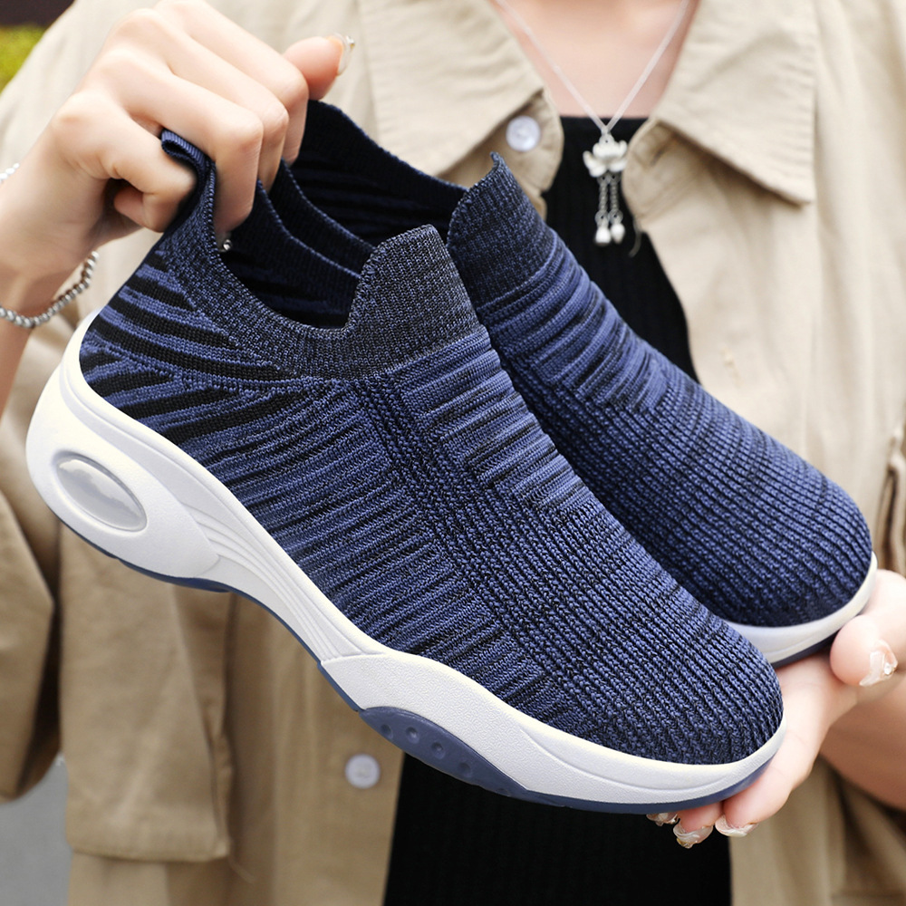 Women's Shoes Summer New Style Flying Textile Breathable Casual Shoes Air Cushion Shoes Factory Direct Sales