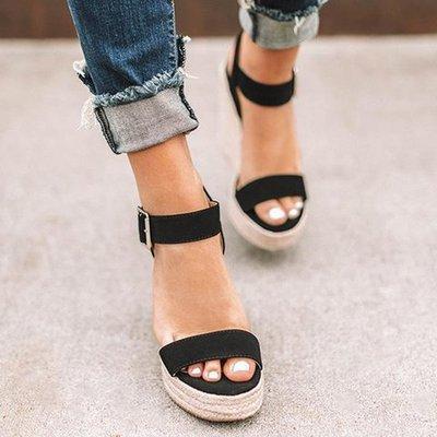 Women's peep toe espadrille platform wedge sandals