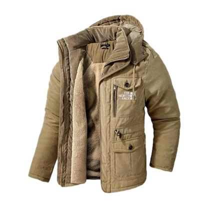 Men's Winter Hooded Jacket Windproof  Lined Fleece Windbreaker Coat Outerwear Warm Parka