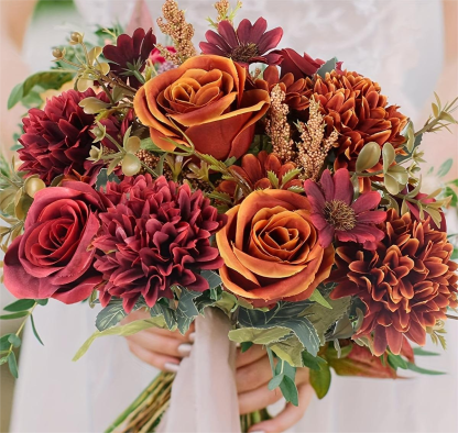 Lifelike Vintage Artificial Flower Bouquet – Charming & Long-Lasting 