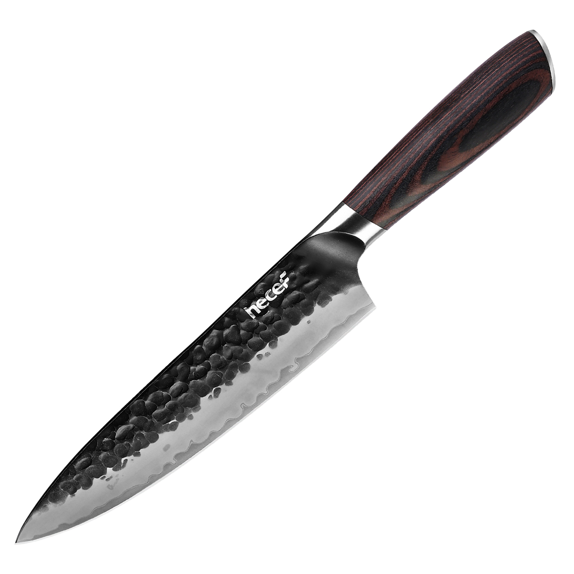 Hecef 2-Piece Kitchen Knife Set, 8-Inch Chef Knife & 5-Inch Utility Knife, 9Cr18Mov High Carbon Stainless Steel, Hammered Clad Blade with Pakkawood Handle, Razor Sharp Cooking Knives