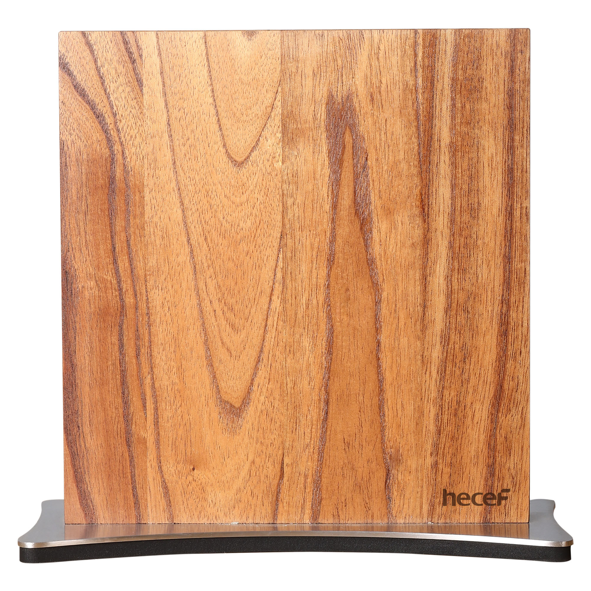 Hecef Double-Sided Magnetic Knife Block, Chinaberry Wood Knife Holder with Stainless Steel Base