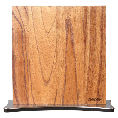 Hecef Double-Sided Magnetic Knife Block, Chinaberry Wood Knife Holder with Stainless Steel Base