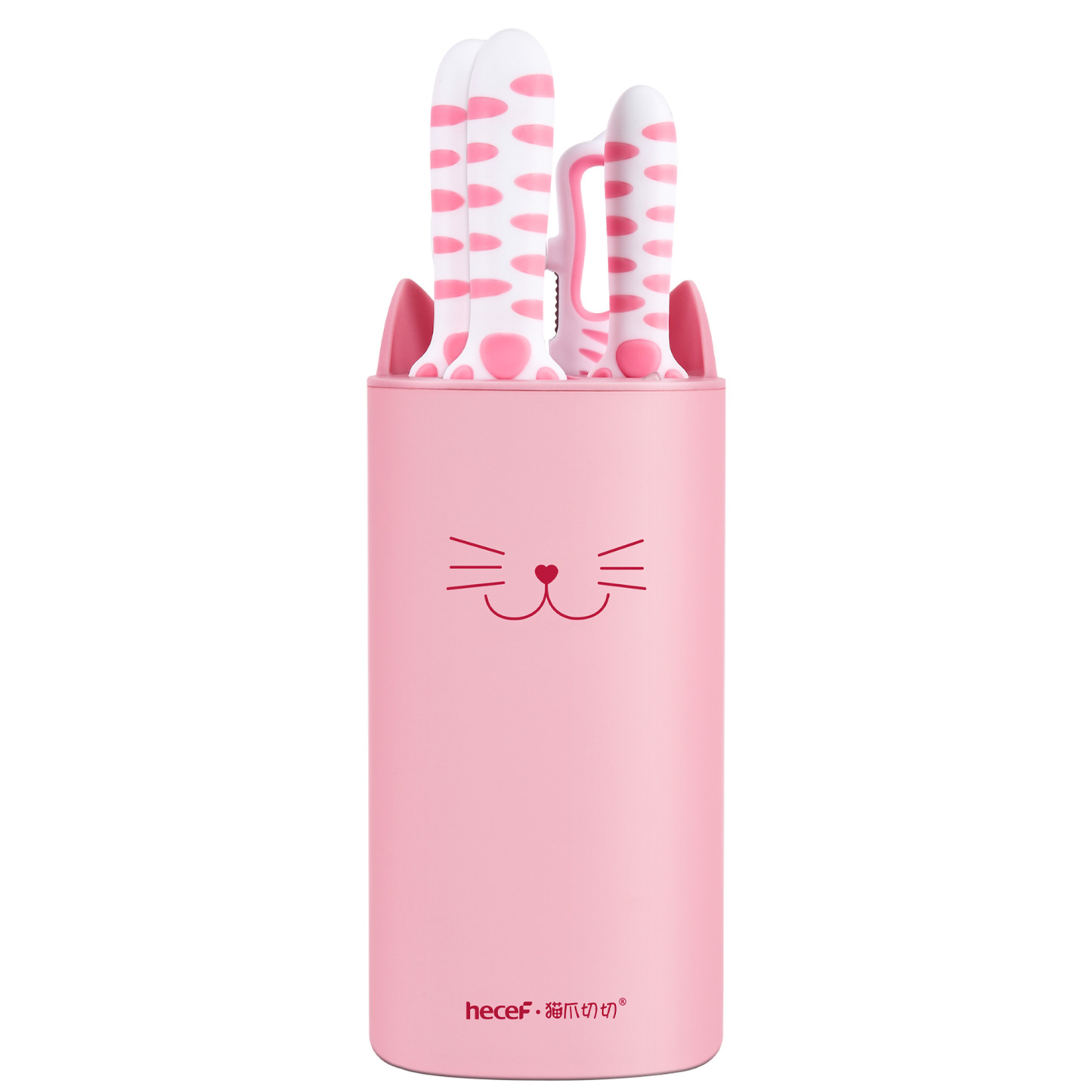 Hecef Cute Kitchen Knife Set,5-piece Non-Stick Knives Set with Detachable Block and Scissors,Sharp Kitchen Knives for Chopping, Slicing, Dicing and Cutting
