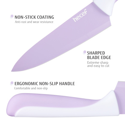 hecef 15PCS Sharp Kitchen Knife Set with Built-in Sharpening Wooden Block Dishwasher Safe