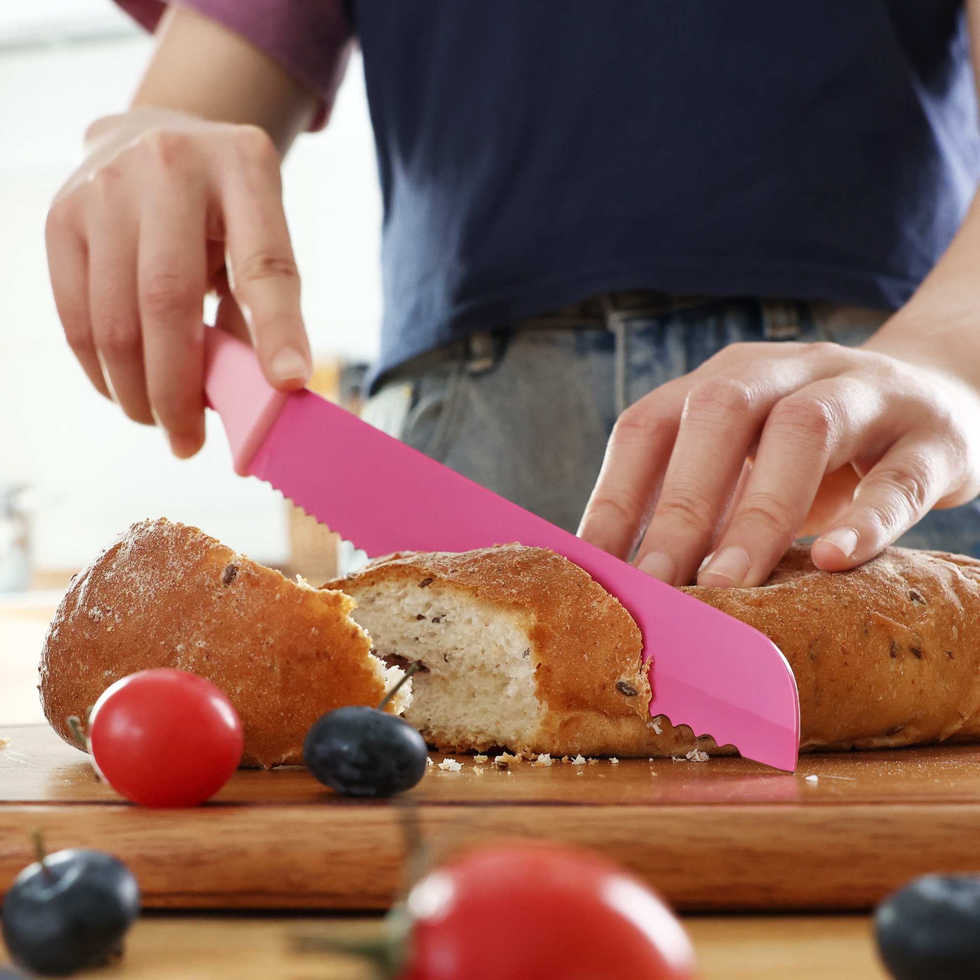 hecef 15PCS Sharp Kitchen Knife Set with Built-in Sharpening Wooden Block Dishwasher Safe