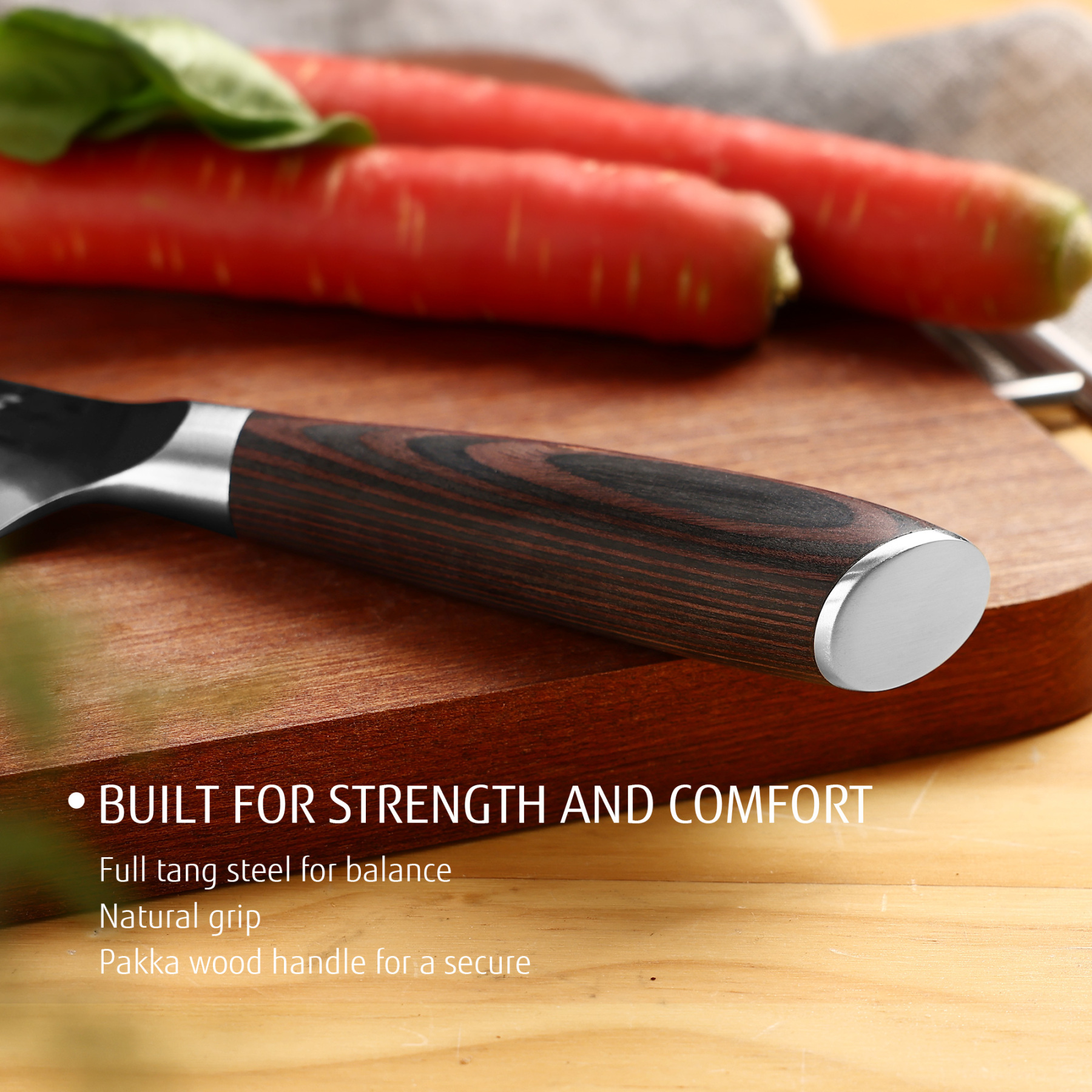 Hecef 2-Piece Kitchen Knife Set, 8-Inch Chef Knife & 5-Inch Utility Knife, 9Cr18Mov High Carbon Stainless Steel, Hammered Clad Blade with Pakkawood Handle, Razor Sharp Cooking Knives
