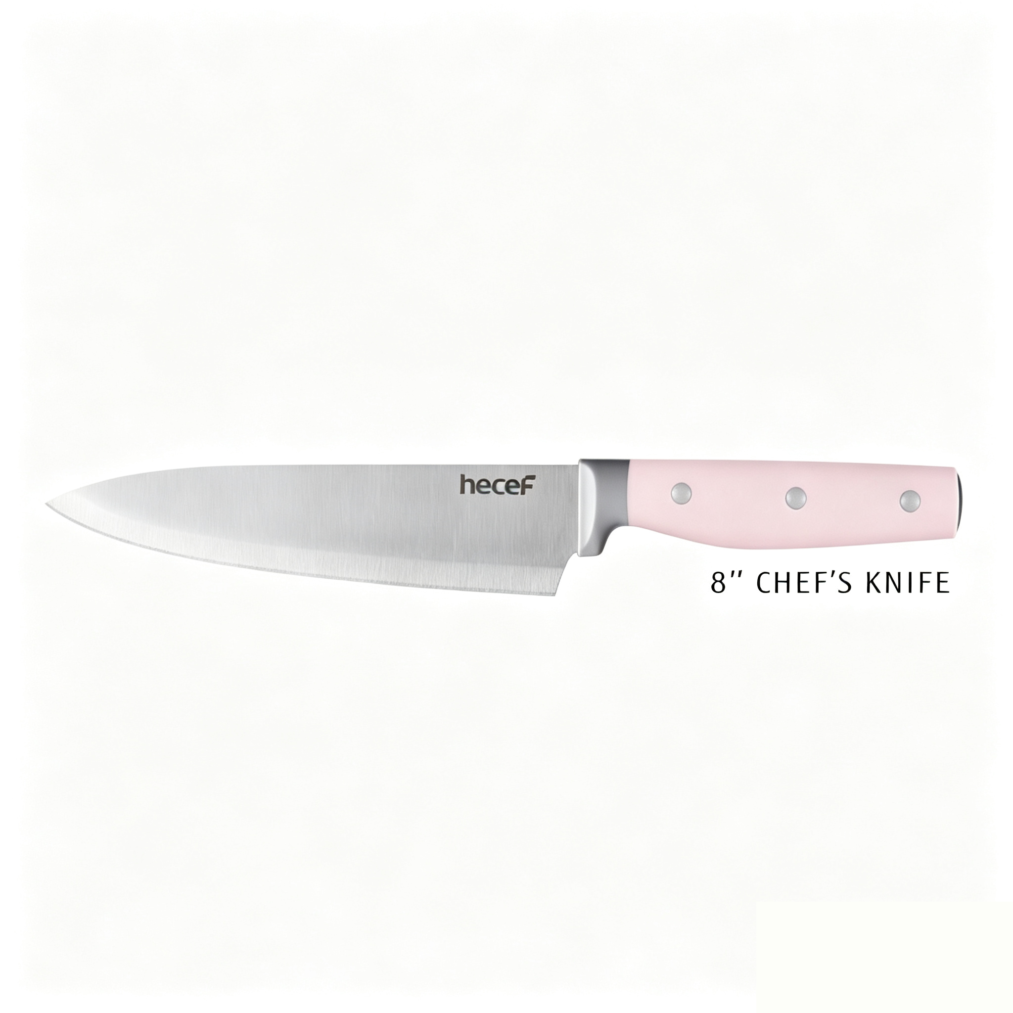 Hecef 8 Inch Chef Knife Pink Handle Stainless Steel Kitchen Knife