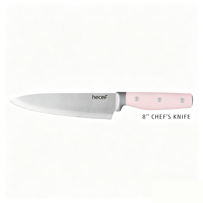 Hecef 8 Inch Chef Knife Pink Handle Stainless Steel Kitchen Knife